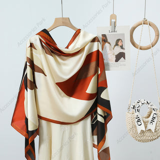 Beautiful Multicolor Pattern Printed Satin Silk Scarf